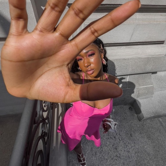 Zara Pink Satin Effect Corset Style Dress - Picture 4 of 17